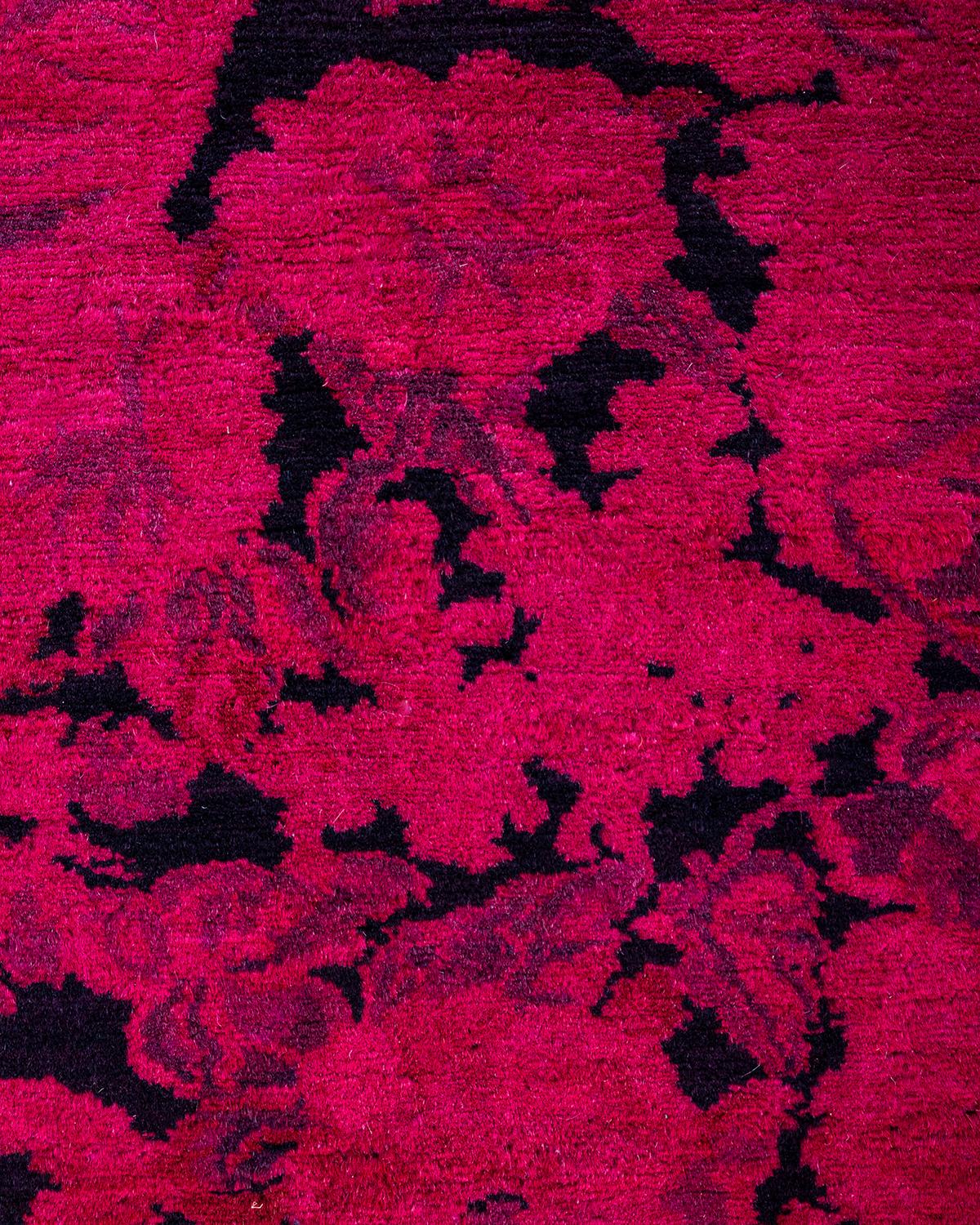 Zeitgenössische Overdyed handgeknüpfte Wolle rosa Bereich Teppich 5' 10