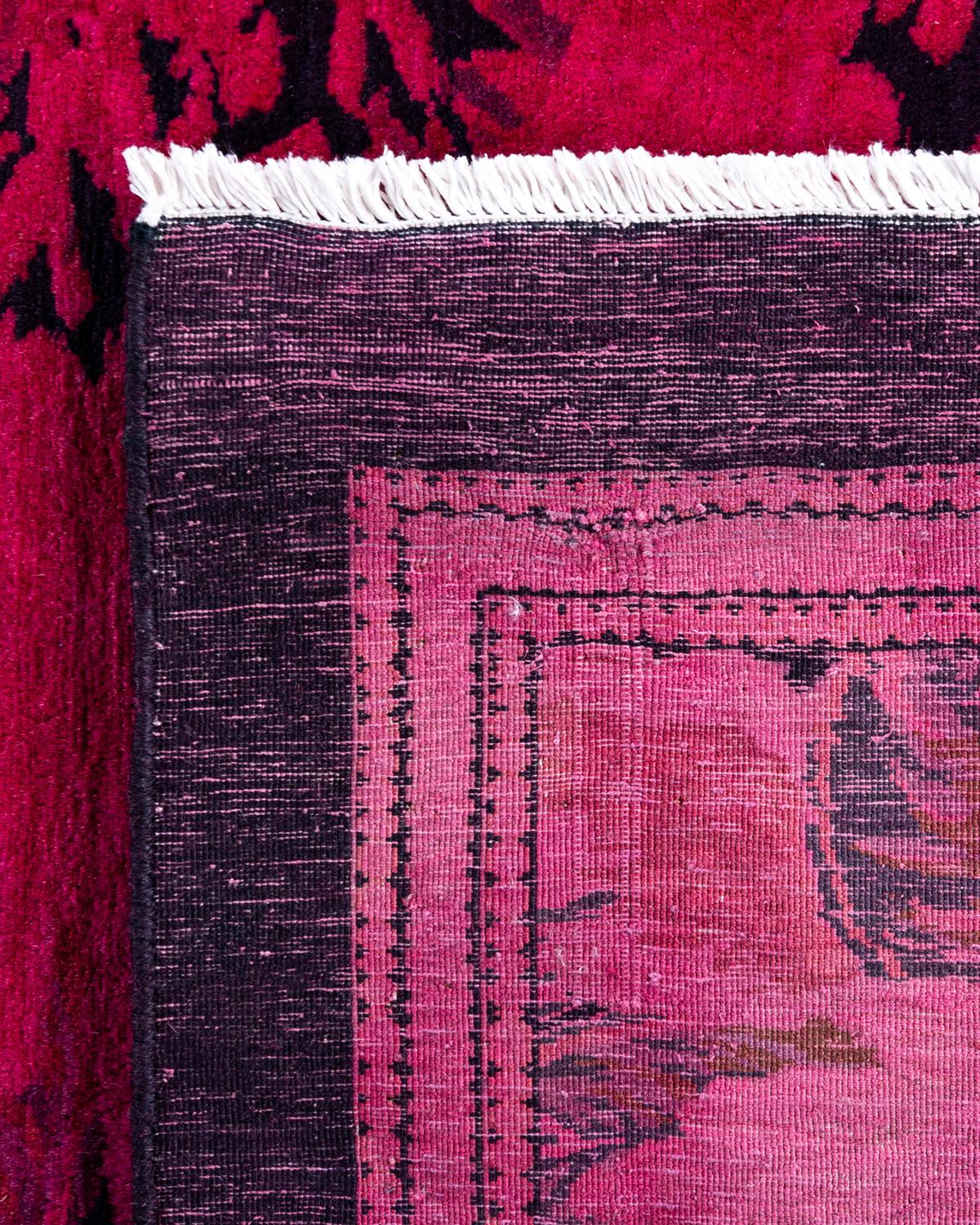 Zeitgenössische Overdyed handgeknüpfte Wolle rosa Bereich Teppich 5' 10