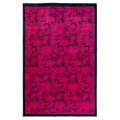 Contemporary Overdyed Hand Knotted Wool Pink Area Rug 5' 10" x 9' 0"