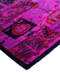 Contemporary Overdyed Hand Knotted Wool Pink Area Rug 5' 3" x 7' 5"