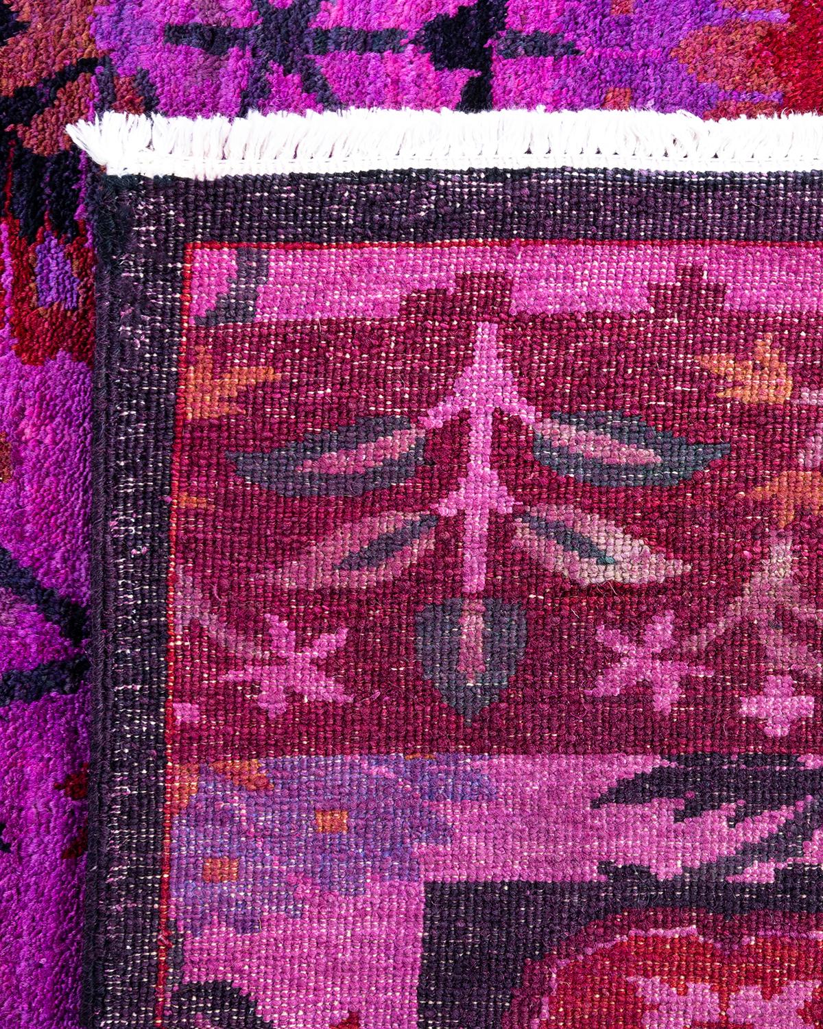 XXI secolo e contemporaneo Contemporary Overdyed Hand Knots Rugs (Tappeto di lana rosa) 5' 3