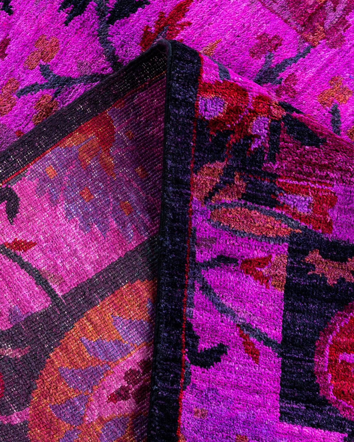 Lana Contemporary Overdyed Hand Knots Rugs (Tappeto di lana rosa) 5' 3