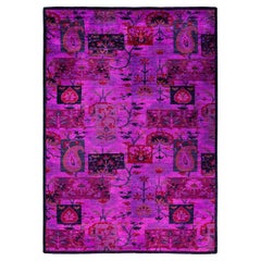 Contemporary Overdyed Hand Knotted Wool Pink Area Rug 5' 3" x 7' 5"