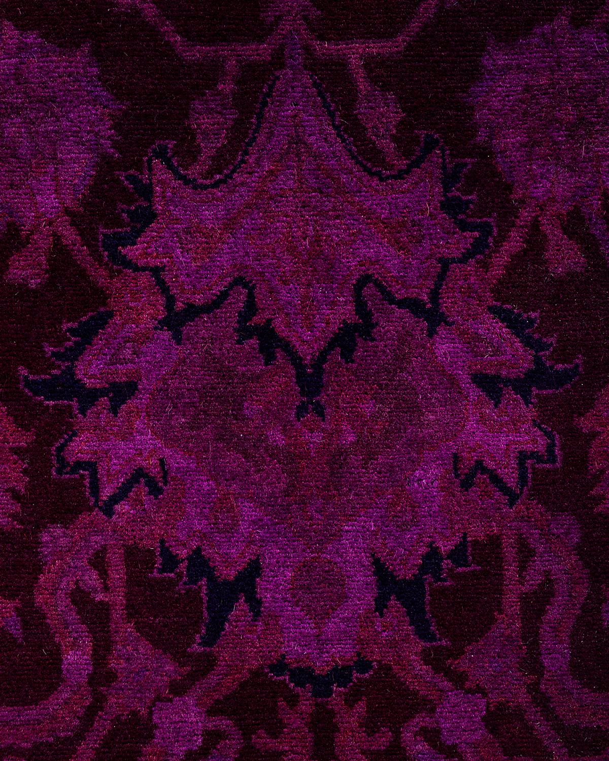 Zeitgenössische Overdyed handgeknüpfte Wolle rosa Bereich Teppich 6' 0