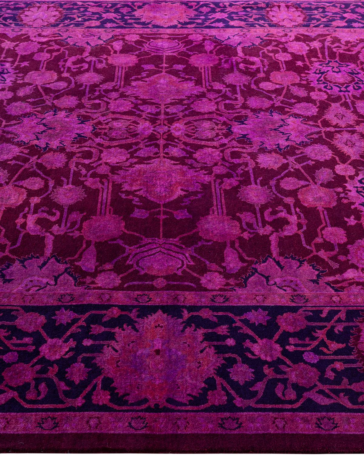 Zeitgenössische Overdyed handgeknüpfte Wolle rosa Bereich Teppich 6' 0
