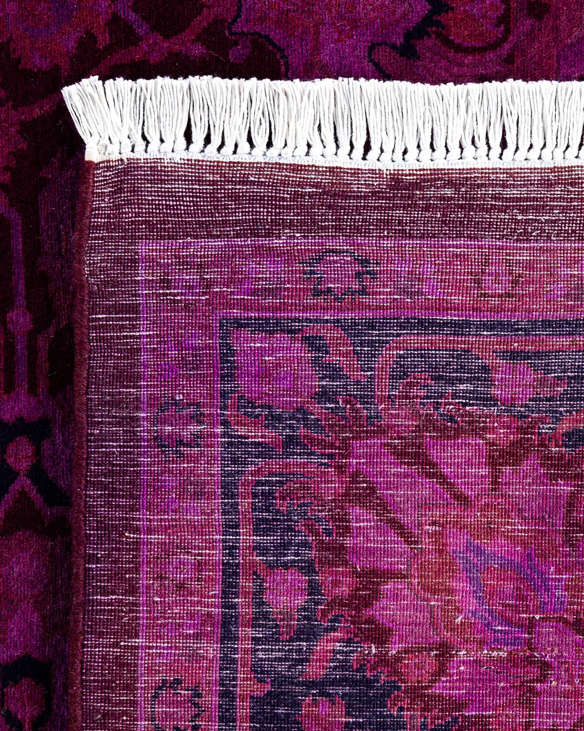 Zeitgenössische Overdyed handgeknüpfte Wolle rosa Bereich Teppich 6' 0