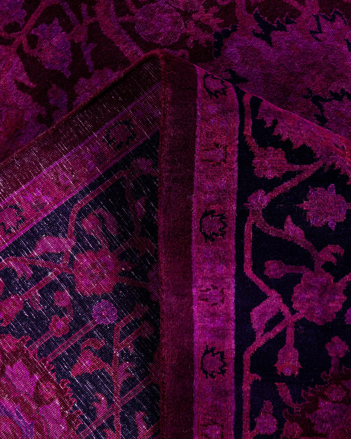 Zeitgenössische Overdyed handgeknüpfte Wolle rosa Bereich Teppich 6' 0