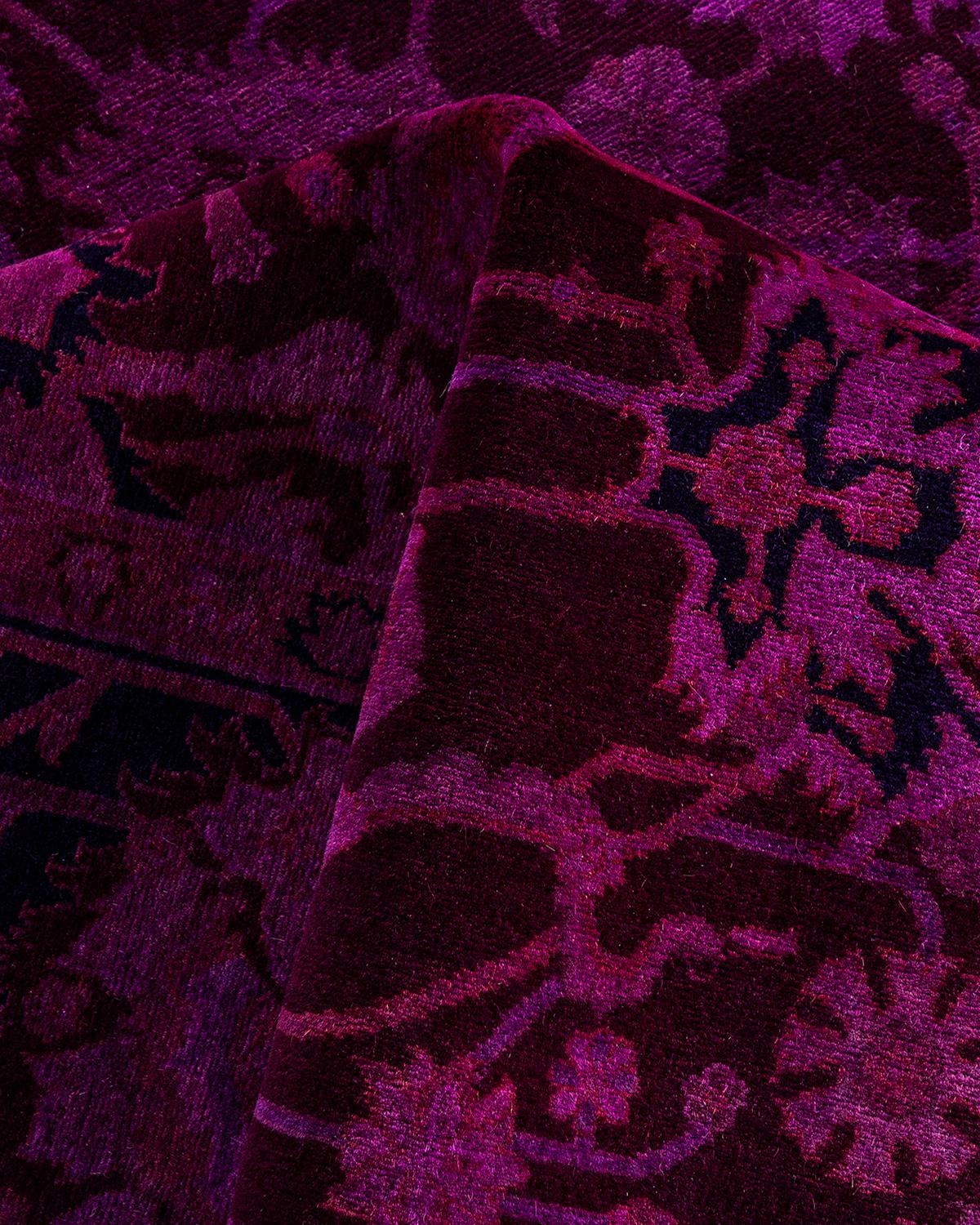 Zeitgenössische Overdyed handgeknüpfte Wolle rosa Bereich Teppich 6' 0