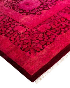 Contemporary Overdyed Hand Knotted Wool Pink Area Rug 6' 1" x 9' 1"