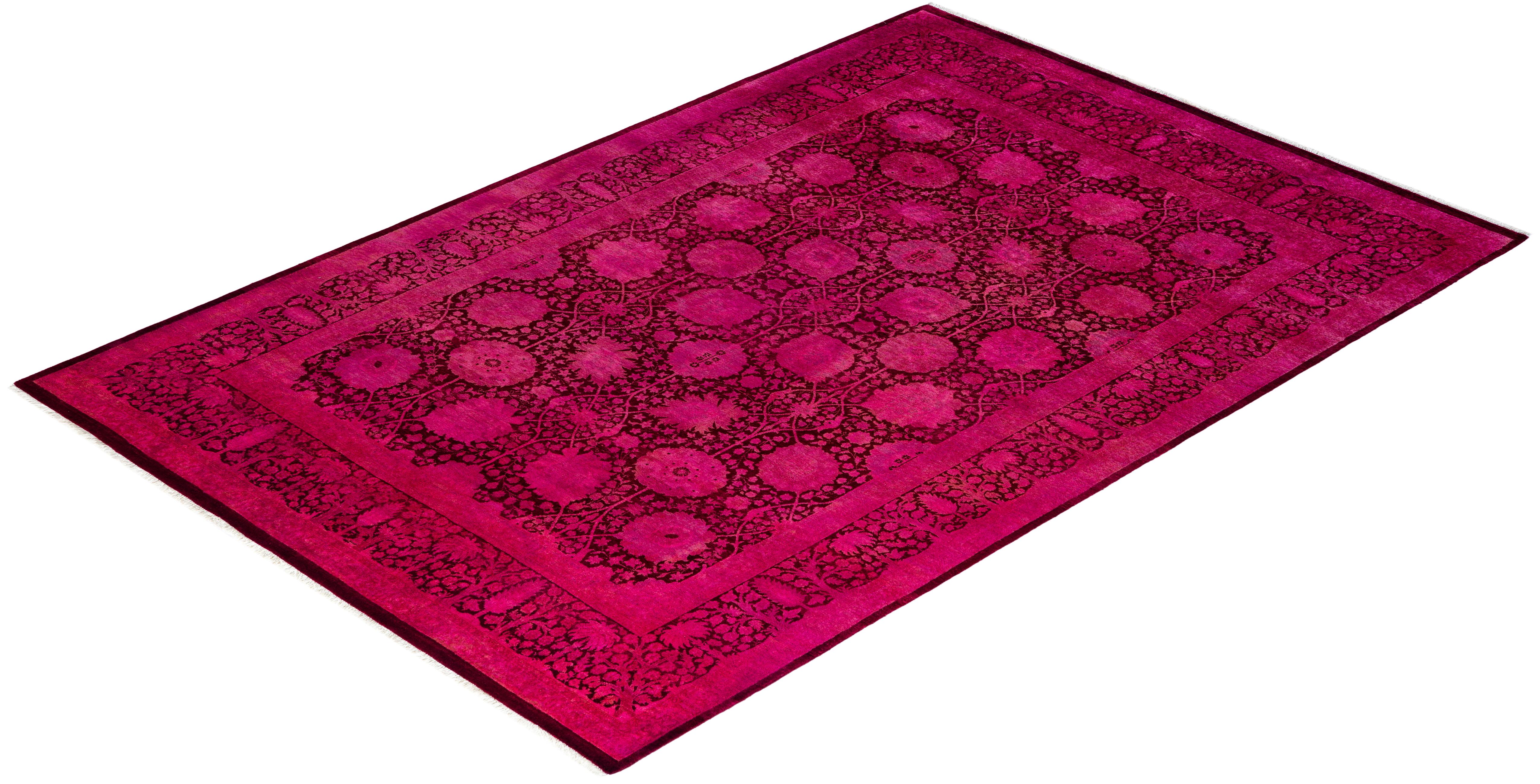Contemporary Overdyed Hand Knots Rugs Rosa Area Rug Rugged 6' 1