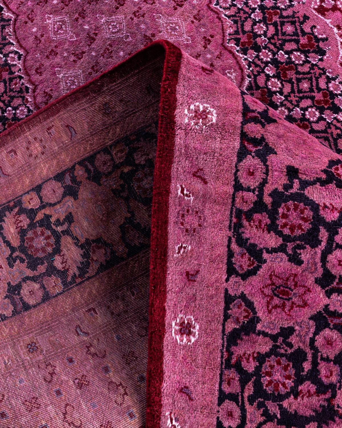 Contemporary Overdyed Hand Knotted Wool Pink Area Rug 6' 1