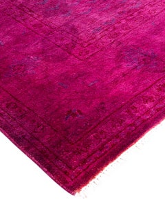 Contemporary Overdyed Hand Knotted Wool Pink Area Rug 6' 2" x 8' 10"