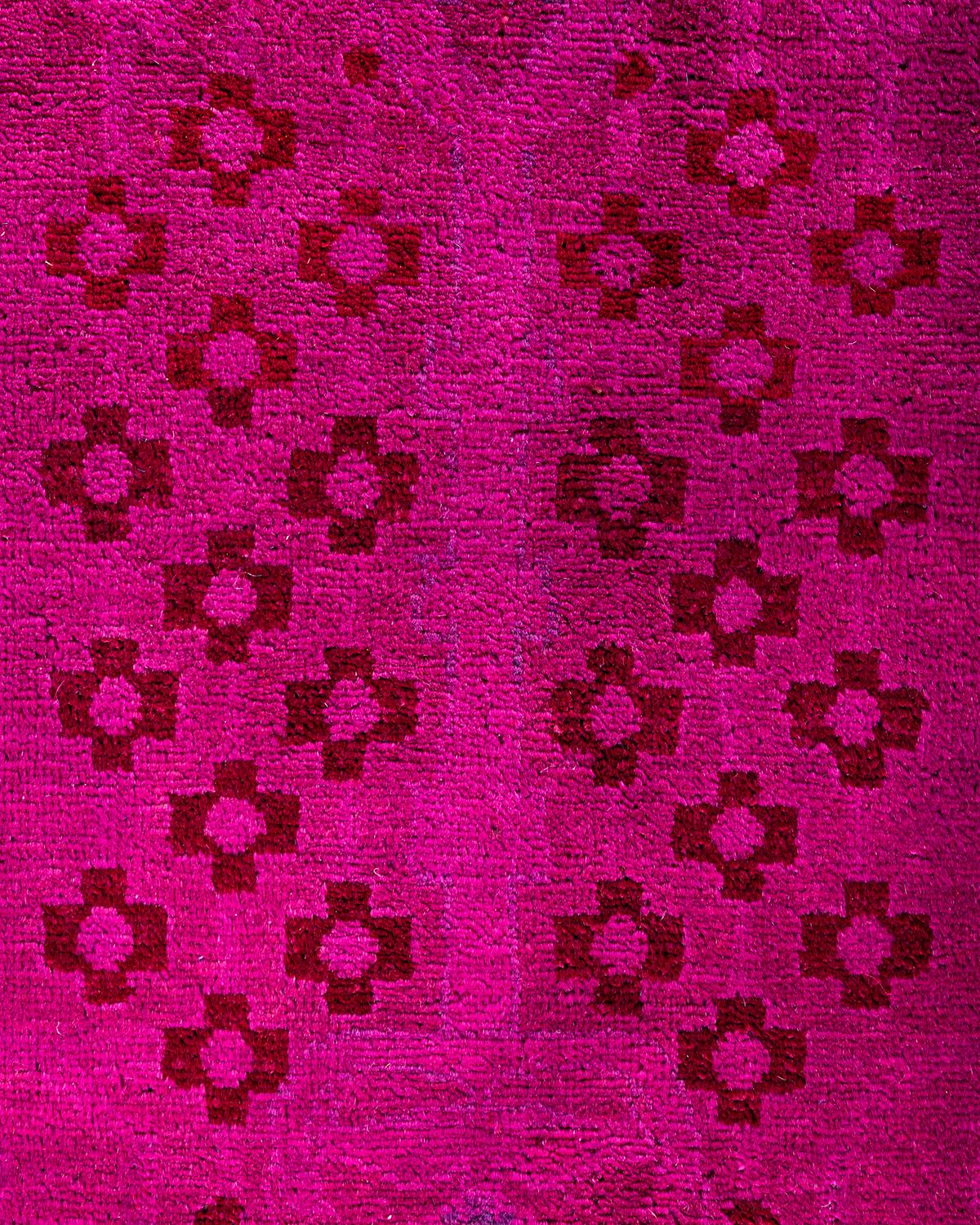 Contemporary Overdyed Hand Knotted Wool Pink Area Rug 6' 2