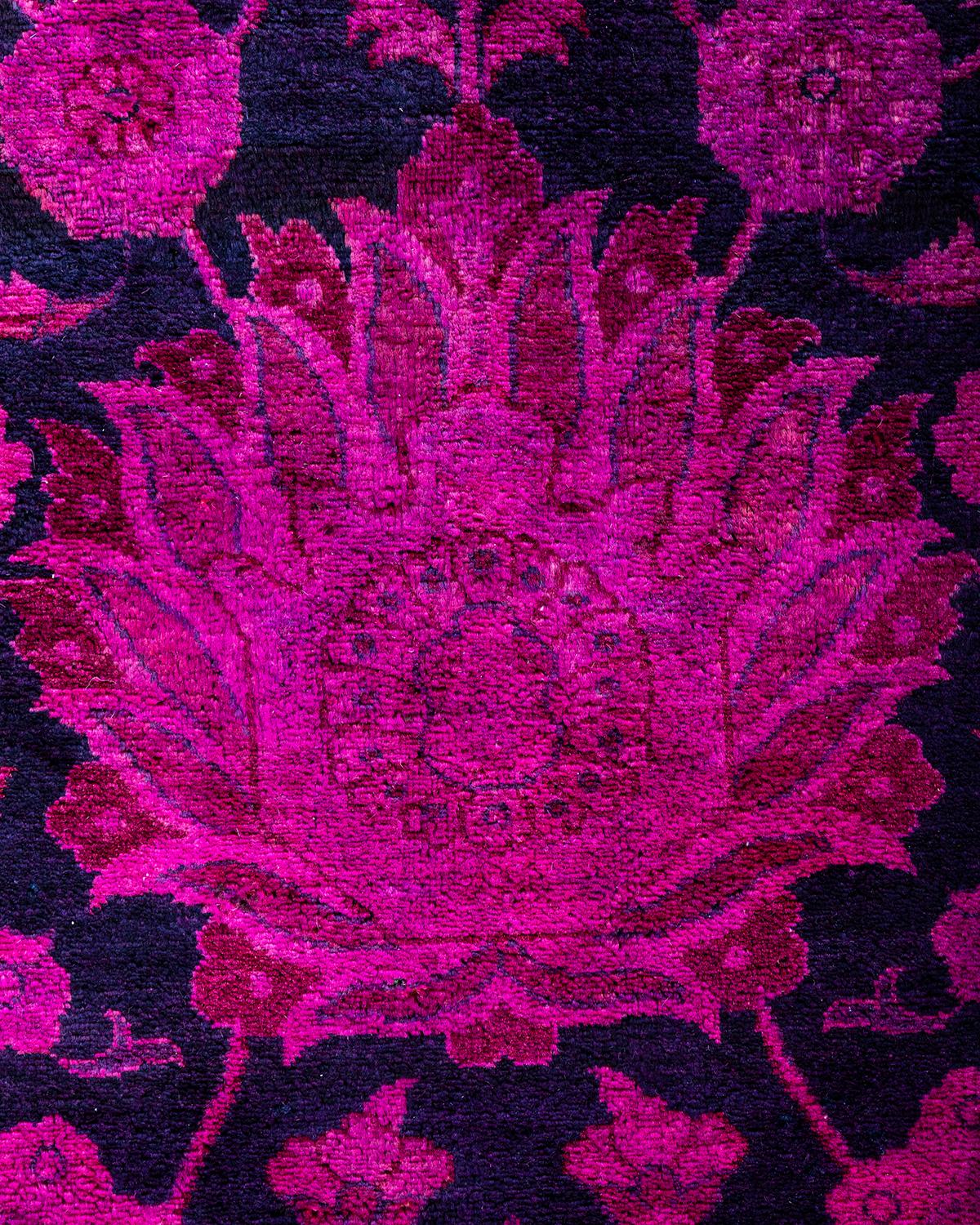Contemporary Overdyed Hand Knotted Wool Pink Area Rug 6' 2