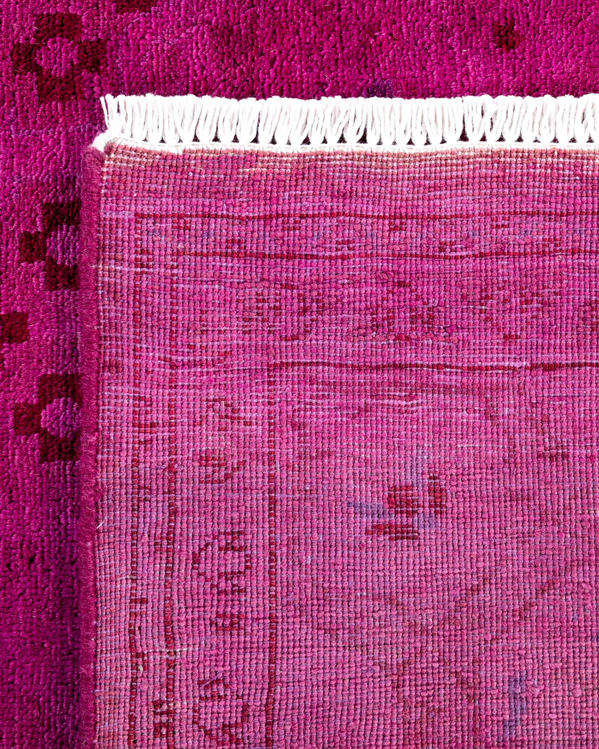 Contemporary Overdyed Hand Knotted Wool Pink Area Rug 6' 2