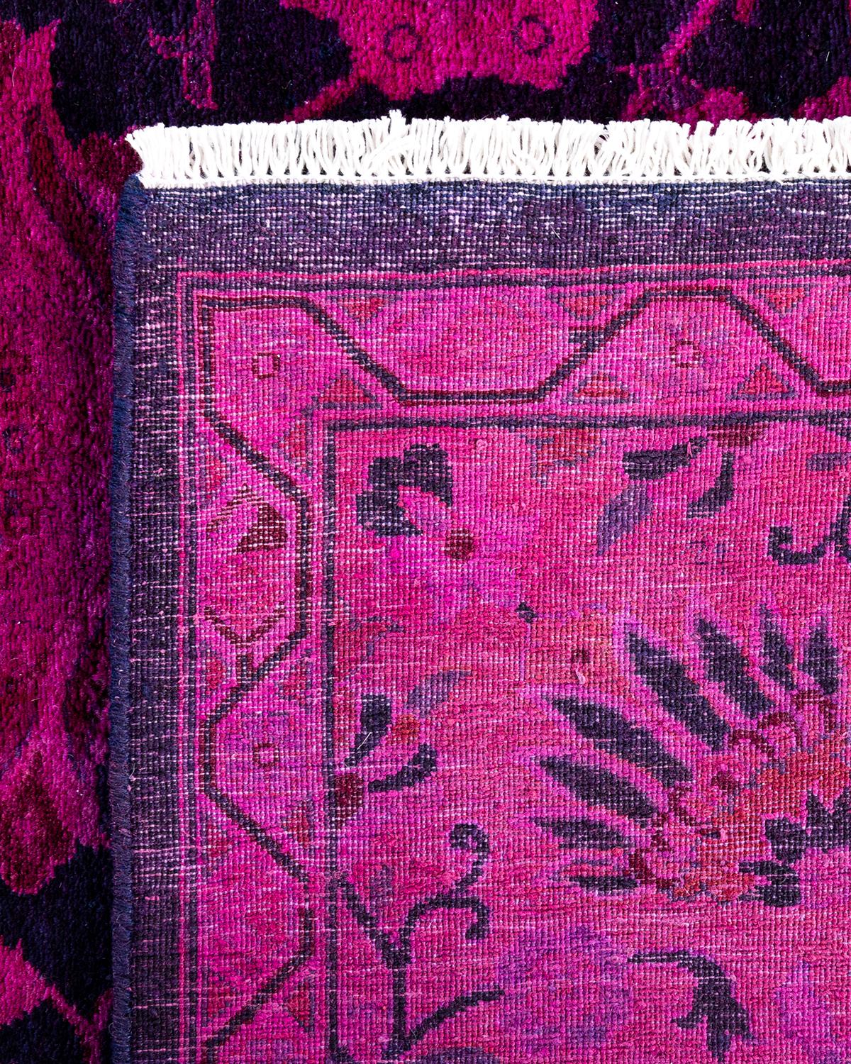 Contemporary Overdyed Hand Knotted Wool Pink Area Rug 6' 2