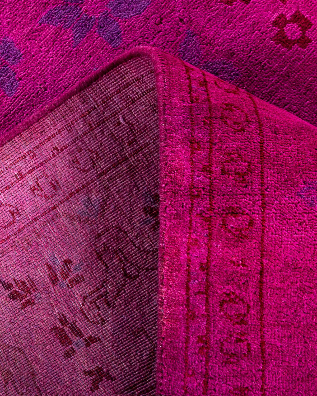 Contemporary Overdyed Hand Knotted Wool Pink Area Rug 6' 2
