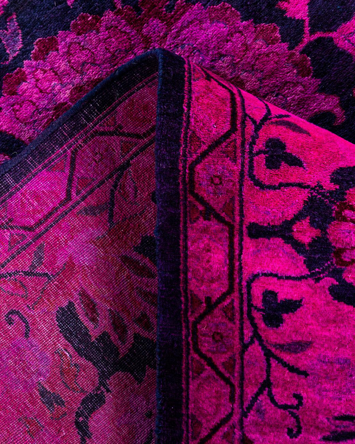 Contemporary Overdyed Hand Knotted Wool Pink Area Rug 6' 2