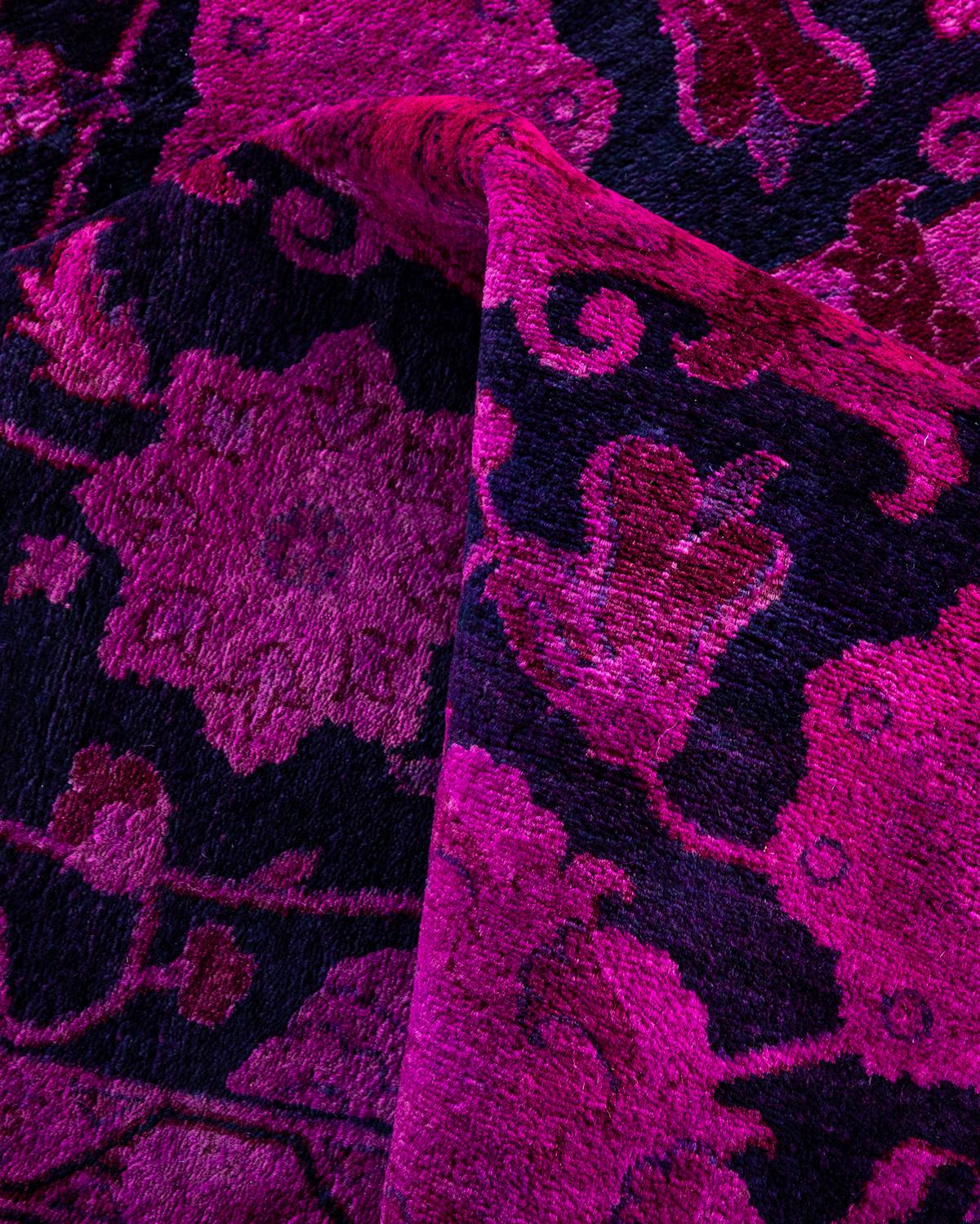 Contemporary Overdyed Hand Knotted Wool Pink Area Rug 6' 2