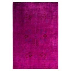 Contemporary Overdyed Hand Knotted Wool Pink Area Rug 6' 2" x 8' 10"