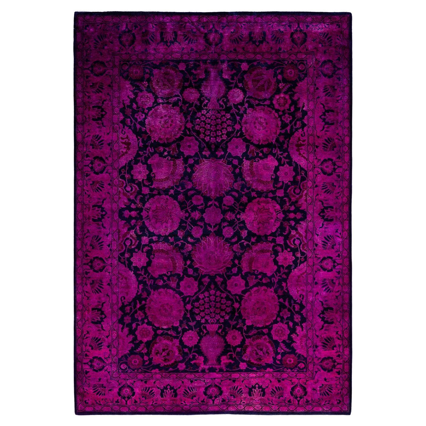 Contemporary Overdyed Hand Knotted Wool Pink Area Rug 6' 2" x 8' 10"