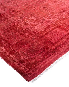 Contemporary Overdyed Hand Knotted Wool Pink Area Rug 6' 2" x 8' 9"