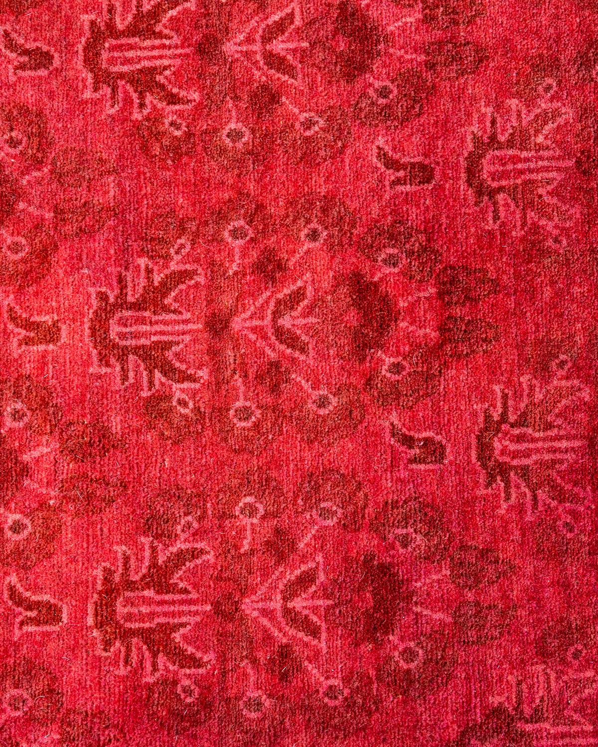 Pakistani Contemporary Overdyed Hand Knotted Wool Pink Area Rug 6' 2