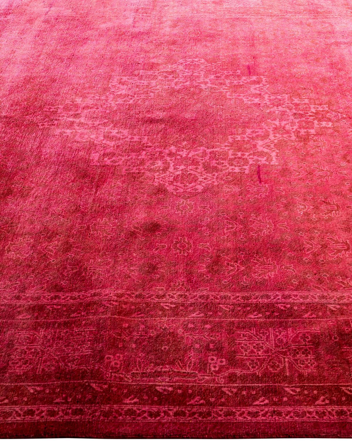 Contemporary Overdyed Hand Knotted Wool Pink Area Rug 6' 2