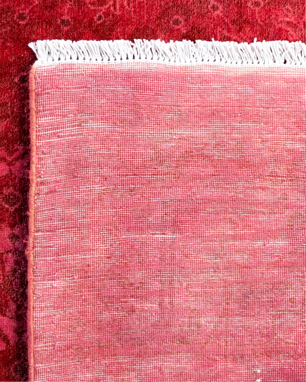 Contemporary Overdyed Hand Knotted Wool Pink Area Rug 6' 2