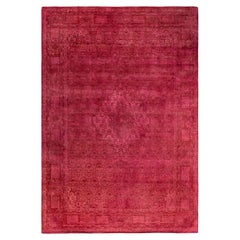 Contemporary Overdyed Hand Knotted Wool Pink Area Rug 6' 2" x 8' 9"