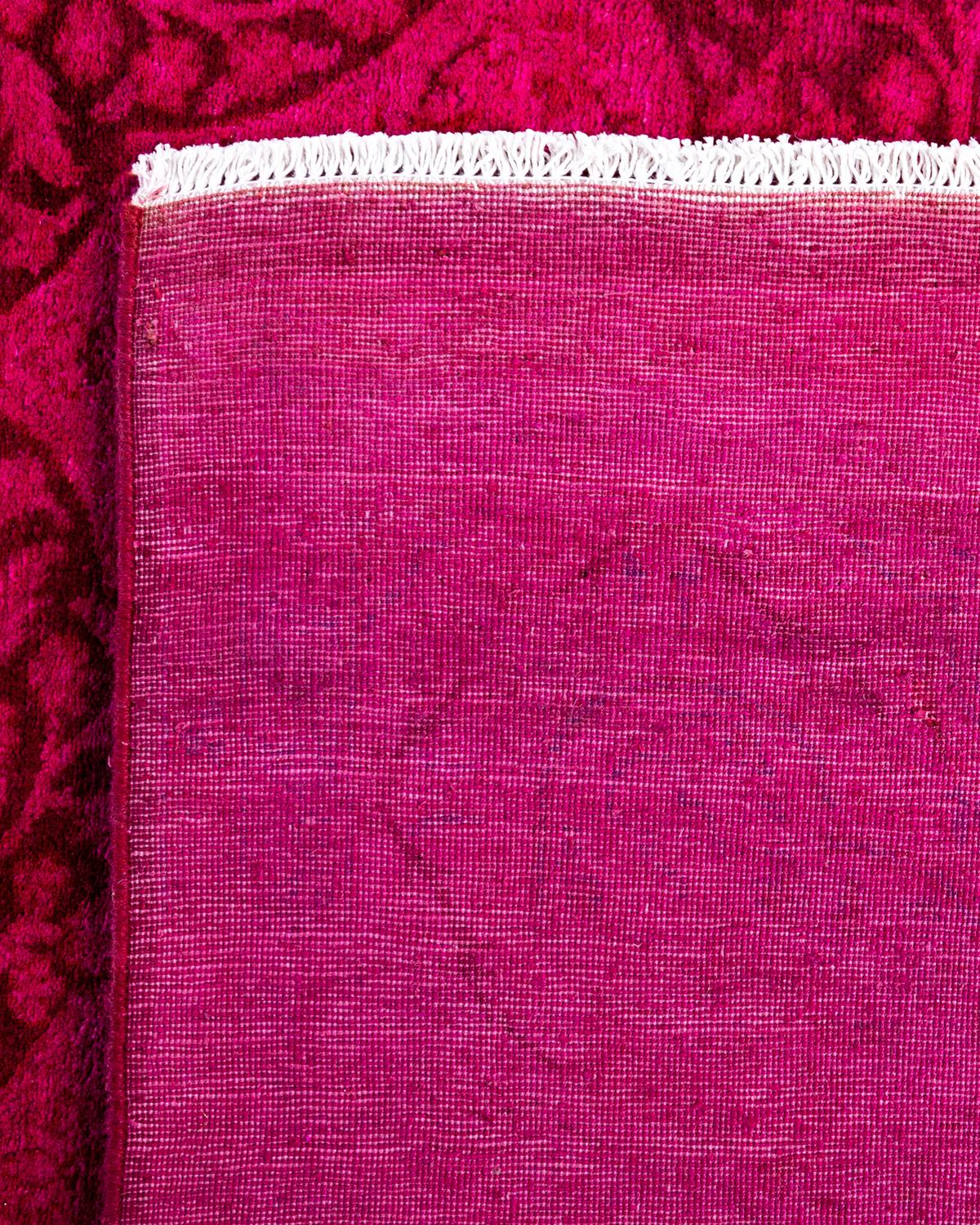 Contemporary Overdyed Hand Knotted Wool Pink Area Rug 6' 2