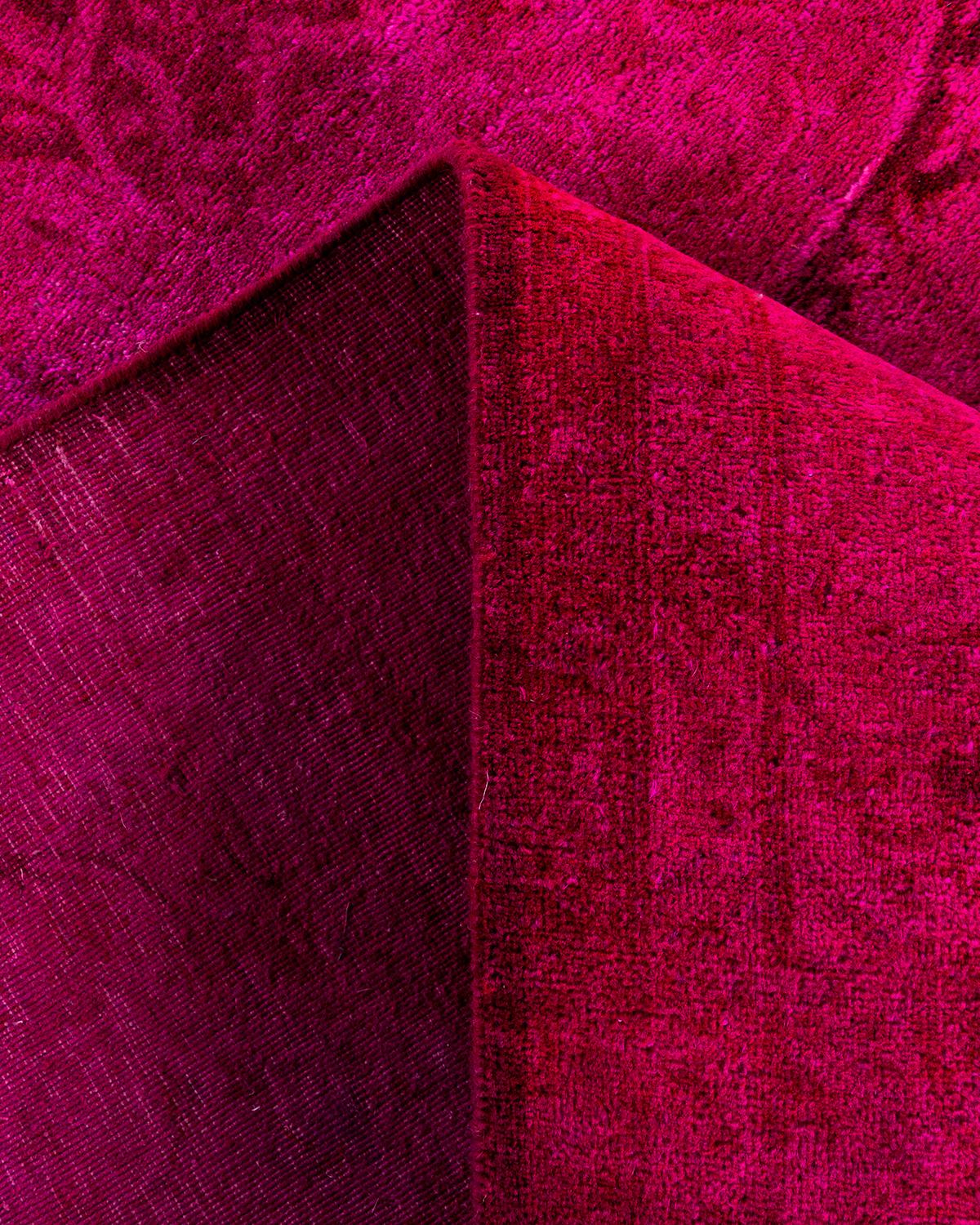 Contemporary Overdyed Hand Knotted Wool Pink Area Rug 6' 2