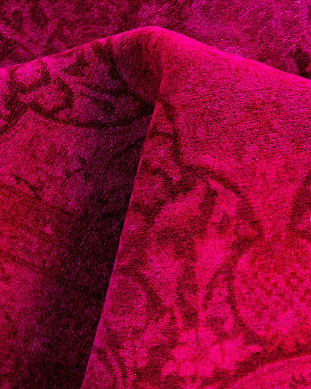 Contemporary Overdyed Hand Knotted Wool Pink Area Rug 6' 2