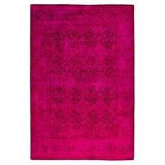 Contemporary Overdyed Hand Knotted Wool Pink Area Rug 6' 2" x 9' 1"