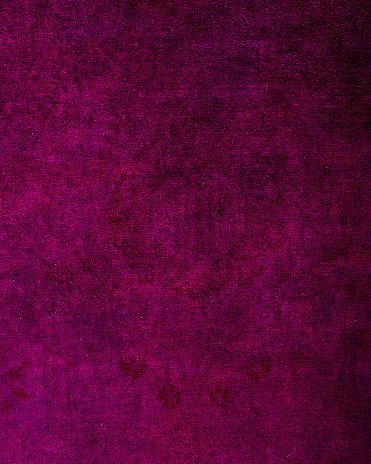 Pakistani Contemporary Overdyed Hand Knotted Wool Pink Area Rug 6' 2