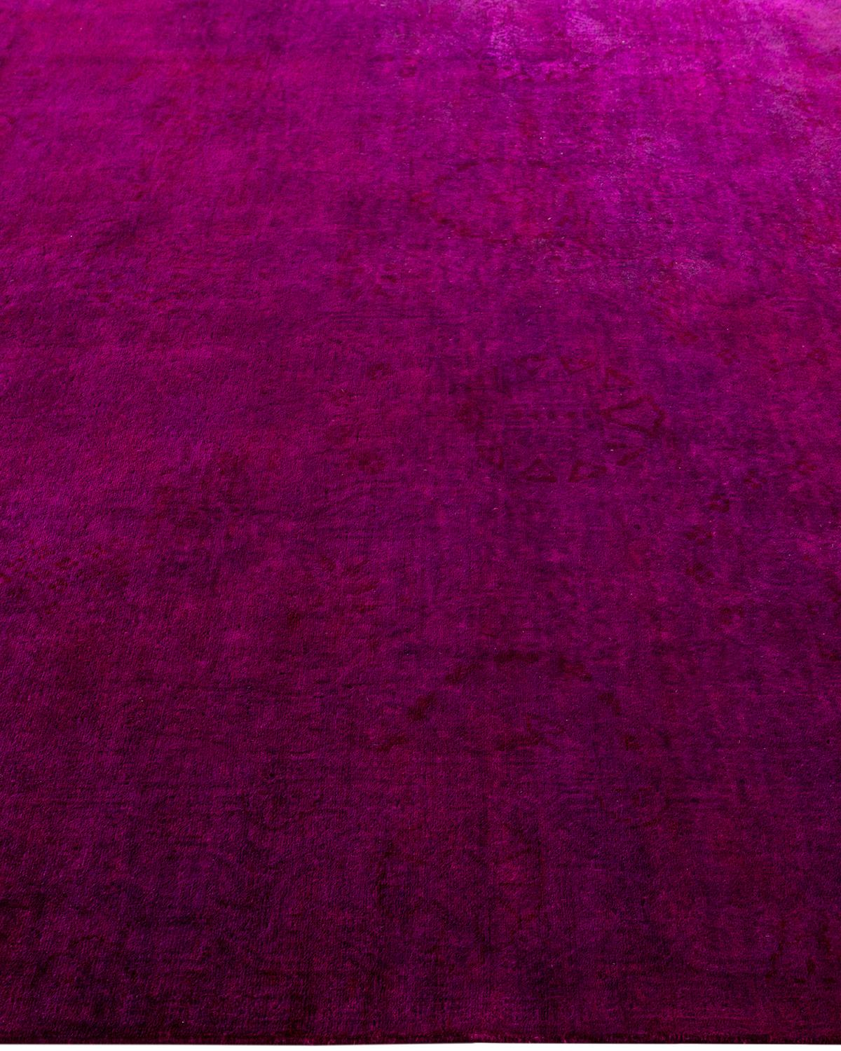 Contemporary Overdyed Hand Knotted Wool Pink Area Rug 6' 2