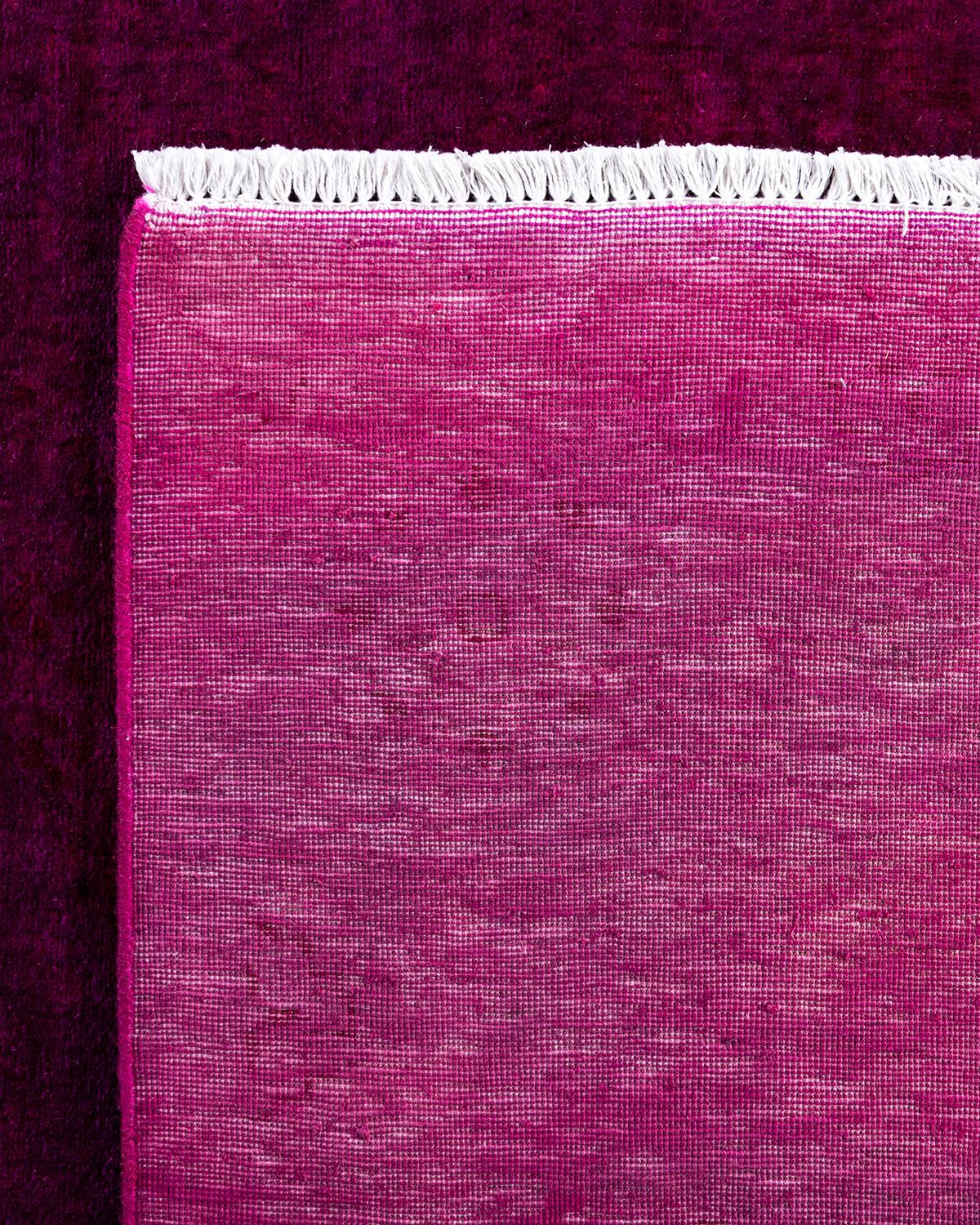 Contemporary Overdyed Hand Knotted Wool Pink Area Rug 6' 2