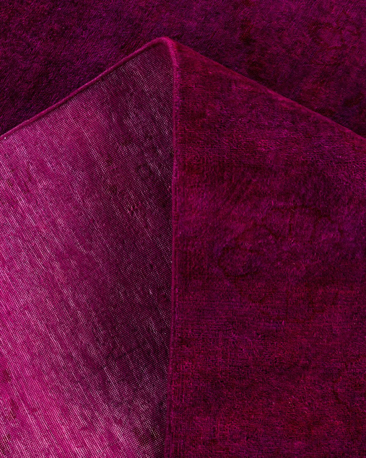 Contemporary Overdyed Hand Knotted Wool Pink Area Rug 6' 2