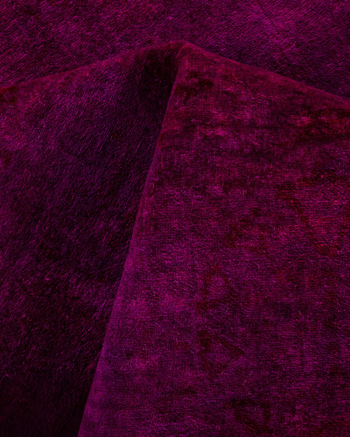 Contemporary Overdyed Hand Knotted Wool Pink Area Rug 6' 2