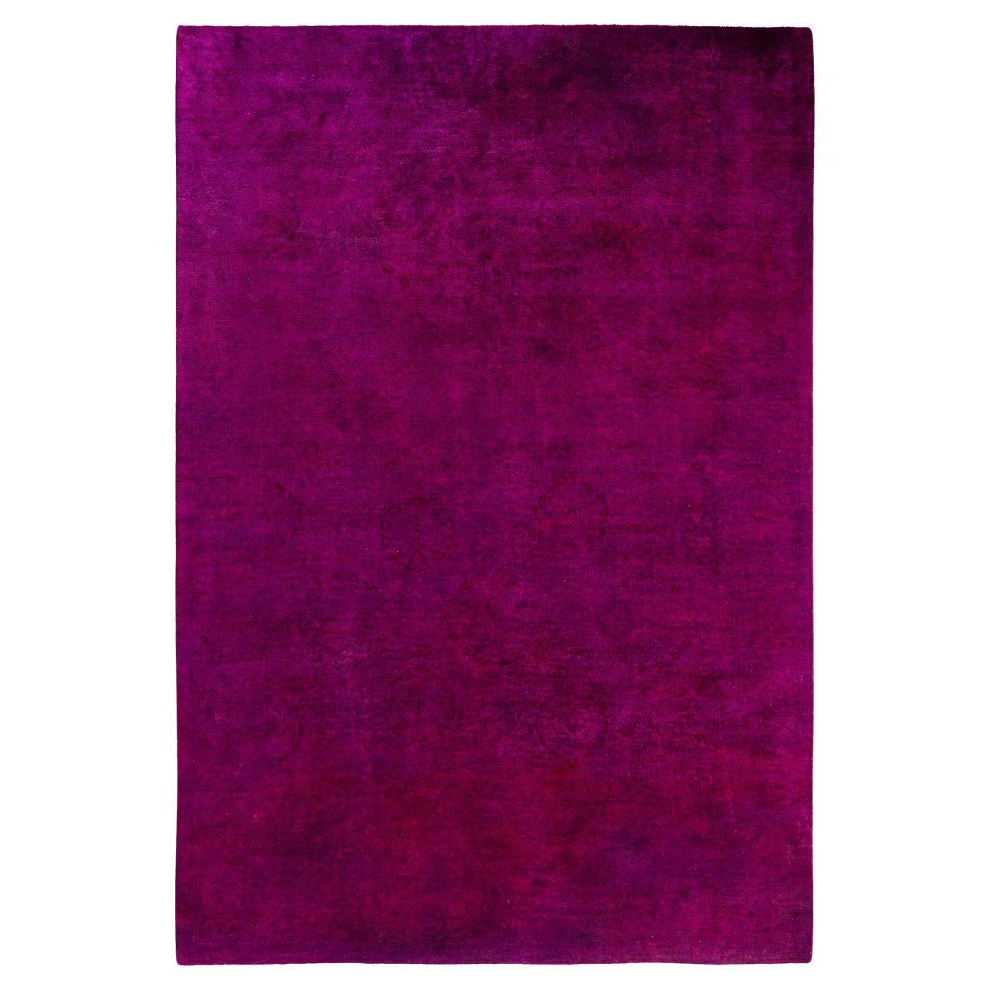 Contemporary Overdyed Hand Knotted Wool Pink Area Rug 6' 2" x 9' 2"