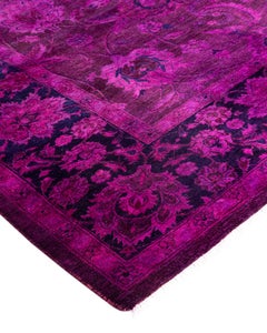Contemporary Overdyed Hand Knotted Wool Pink Area Rug 6' 2" x 9' 3"