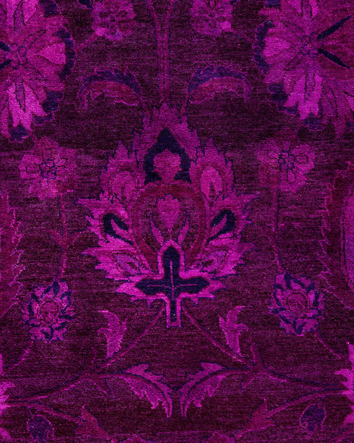 Contemporary Overdyed Hand Knotted Wool Pink Area Rug 6' 2