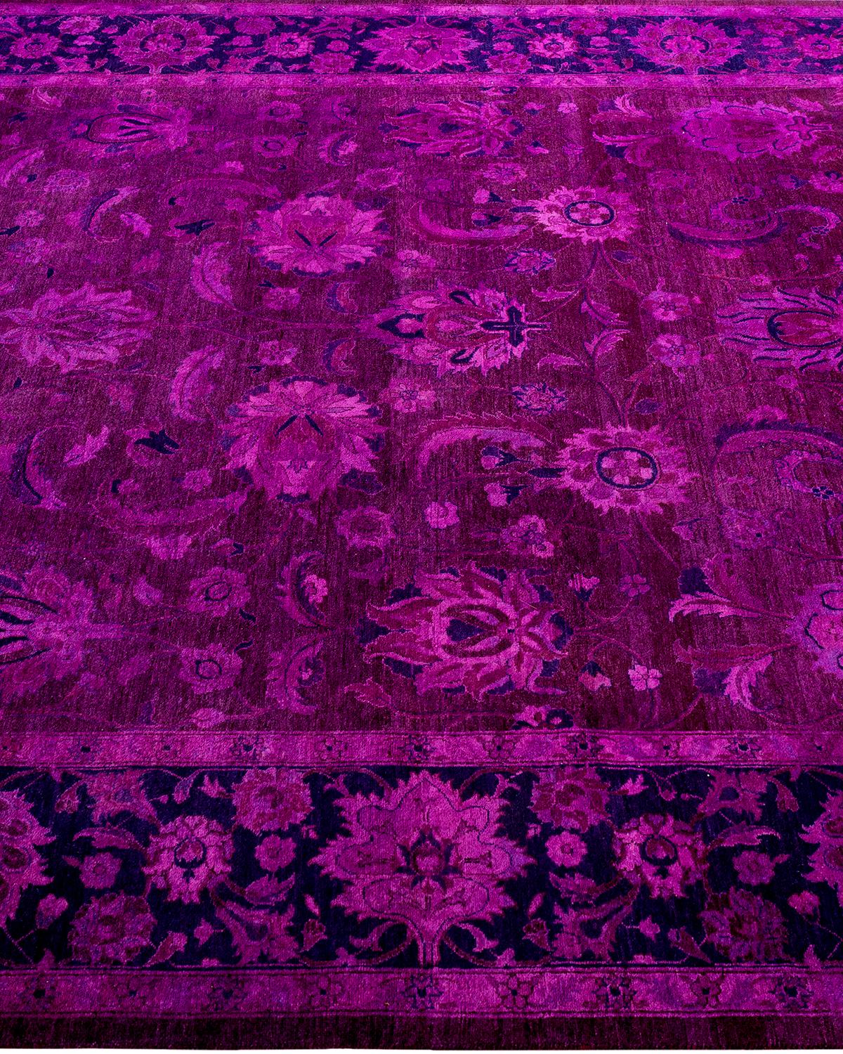 Contemporary Overdyed Hand Knotted Wool Pink Area Rug 6' 2