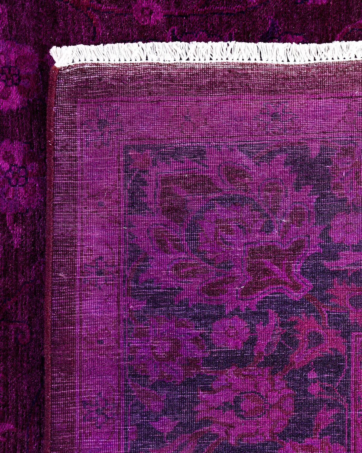 Contemporary Overdyed Hand Knotted Wool Pink Area Rug 6' 2