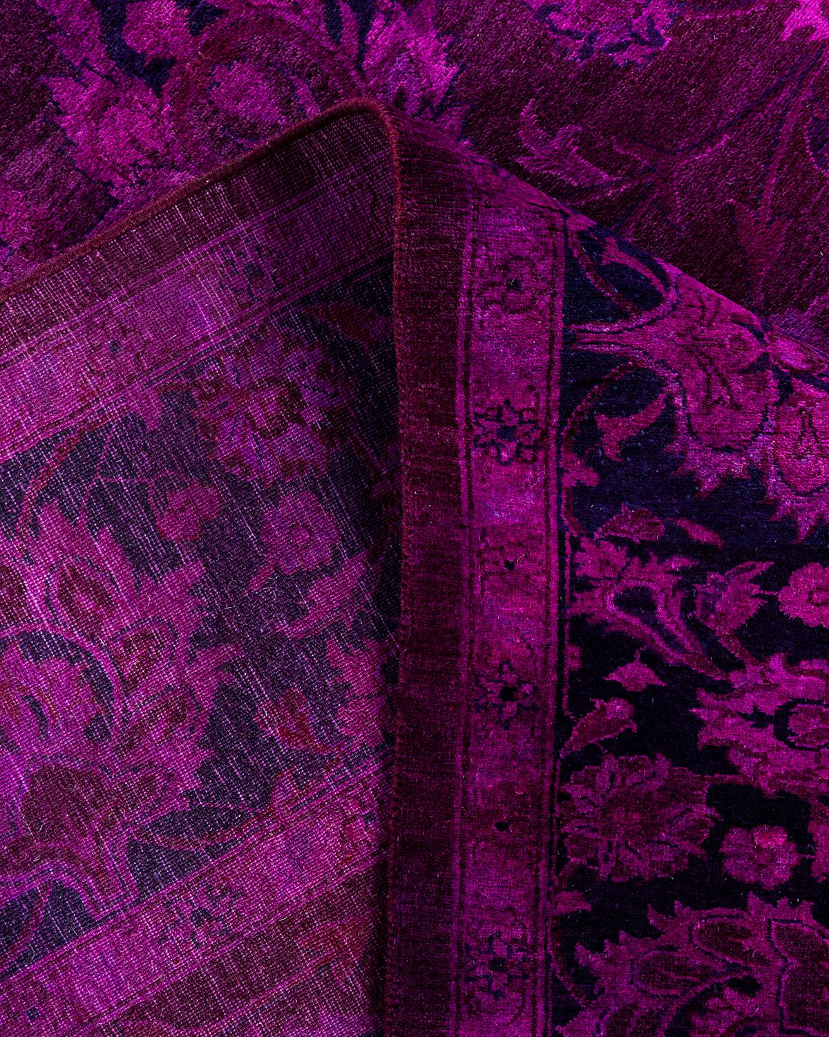 Contemporary Overdyed Hand Knotted Wool Pink Area Rug 6' 2