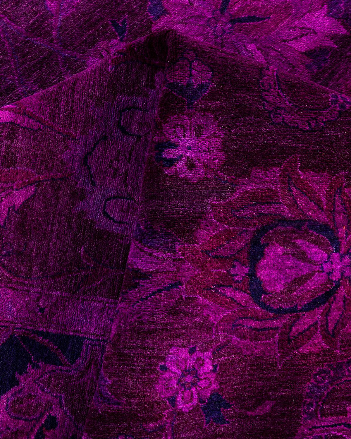 Contemporary Overdyed Hand Knotted Wool Pink Area Rug 6' 2