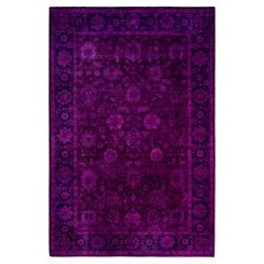 Contemporary Overdyed Hand Knotted Wool Pink Area Rug 6' 2" x 9' 3"