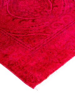 Contemporary Overdyed Hand Knotted Wool Pink Area Rug 6' 3" x 8' 8"
