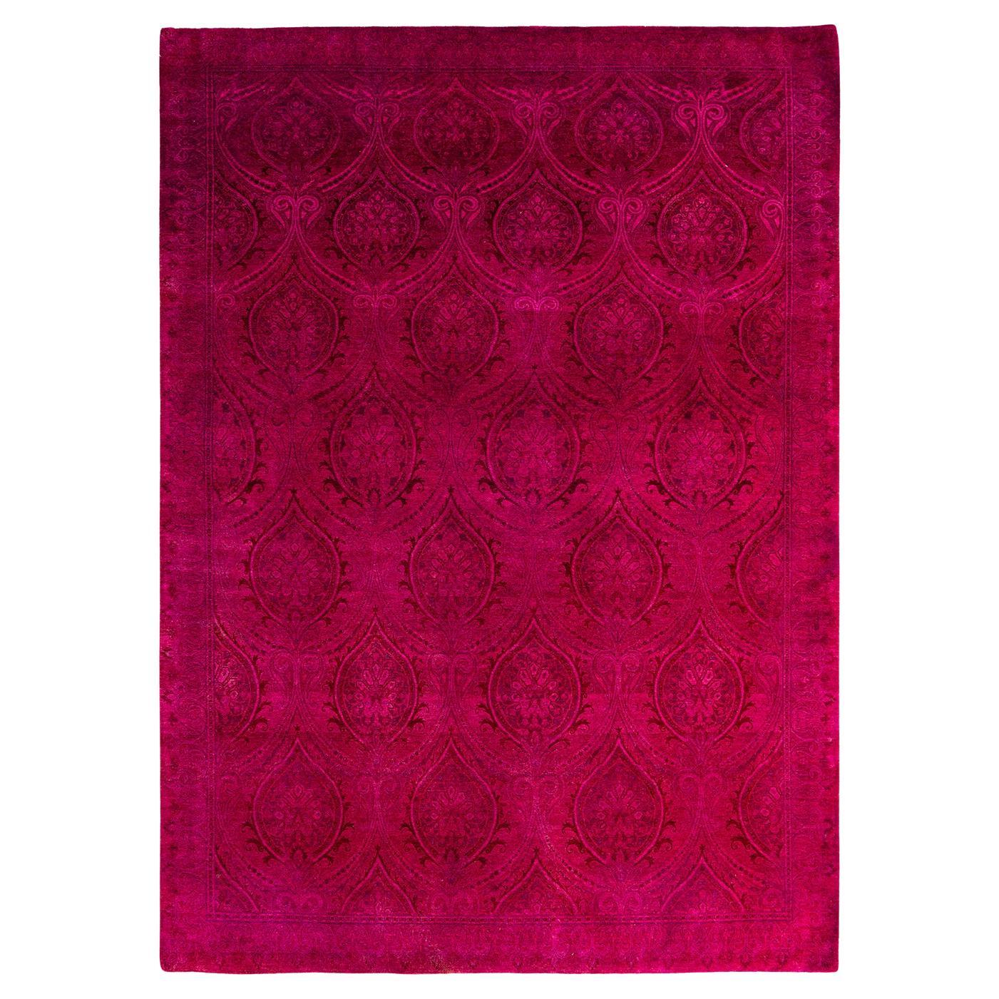 Contemporary Overdyed Hand Knotted Wool Pink Area Rug 6' 3" x 8' 8"