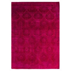 Contemporary Overdyed Hand Knotted Wool Pink Area Rug 6' 3" x 8' 8"